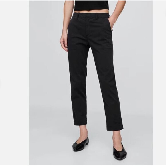 GAP Mid Rise Downtown Khakis Black Pants 00 PETITE NWT RT$70 Comfy Work Casual - Picture 2 of 12